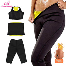 Load image into Gallery viewer, Women Neoprene Body Shaper Set Slim Waist Pants Belt Sweat Sauna Body Shaper Slimming Vest Thermo Neoprene Waist Trainer Top
