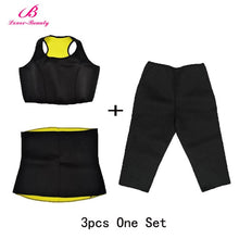 Load image into Gallery viewer, Women Neoprene Body Shaper Set Slim Waist Pants Belt Sweat Sauna Body Shaper Slimming Vest Thermo Neoprene Waist Trainer Top
